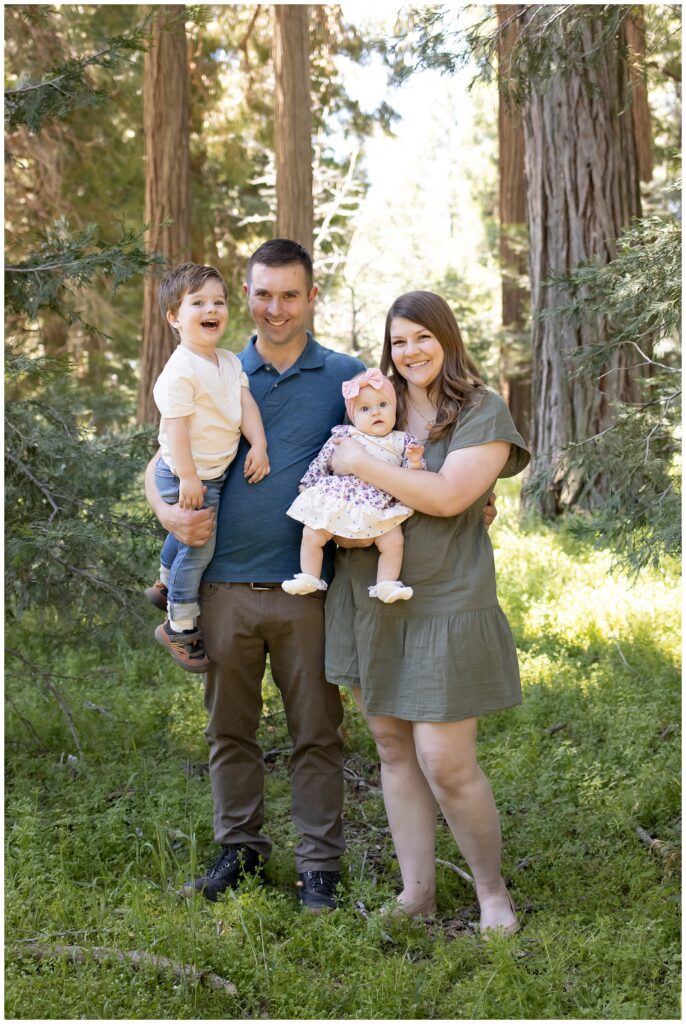 Trondle family in the Cedarpines Park forest with their two children